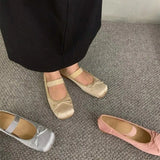 Square Head Ballet Shoes Women's Shoes 2024 New Spring Minority Evening Mary Jane Peas
