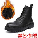Breakj Winter New Thick Bottom Add Velvet 6 Hole British Wind Trend Martin Boots Warm Plus Fur Men's Ankle Boots