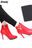 Mujer Invierno 2023 Autumn Stiletto Thin High Heels Woman Pointed Toe Pu Leather Zipper Sexy Ankle Womens Boots