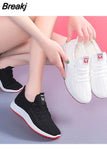 Style Casual Women's Sports Vulcanize Shoes Mesh Breathable Flying Woven Soft Sole Walking Platform Sneakers Women Tennis
