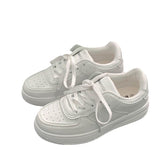 Breakj New Board Shoes Korean Version Of The Hong Kong Style Retro White Tie With Thick-Soled College Wind Sports Small White Shoes