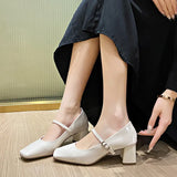 Breakj Elegant Mary Treasure Shoes 2025 Winter New Patent Leather Coarse Shoes Square Light Mouth High Heel Single