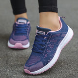Women Fashion Outdoor Women Casual Shoes Flat Women's Sneakers Trainers Lace-up Mesh Sneakers Walking Shoes Woman