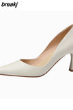 Size 33-40 Women Pumps Real Leather Sexy Solid High Heels Sheos For Women Pointed Toe Thin Heel Party Ladies