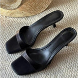 Breakj One-字 Type External Slippers 2025 Summer New Texture High Heel Slippers Women's