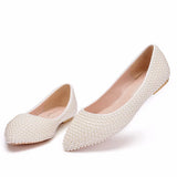 Breakj Flat-Soled Bridesmaids Wedding Shoes To Take Pictures Of Women's Singles Handmade Pearls Pregnant Women's