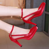 Spring And Autumn Pointed Large-Size Wedding Dress Shoes, Stilettos, Hollow Models, Cheongsam, Walking Shoes, Single