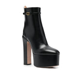 Breakj Winter New Round Head Thick With Super High Heel Waterproof Platform Side Zipper Fashion Show Plus Size Women's