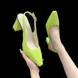 New Baotou Back Empty Sandals Thick High Heels Pointed High Heels Large Size Fashionable Sexy High Heeled