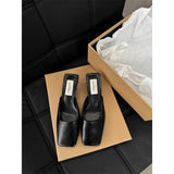 Temperament Bag Head Half Slippers Women's Spring And Summer 2025 New Square Head Silver Fashion Evening High And Women's