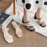 Breakj Fine Sandals Women's Fairy Wind 2023 New Medium Heded Women Wear Coarse Heel With Women's
