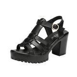 Word With High Heels, Thick Heels, Sandals, 2023 Summer New Thick-Soled Waterproof Platform, Fish Mouth, Large Size Leather