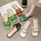 Slippers Flat Shoes Women's Home Beach Floors Luxury Slides Casual Woman Summer 2024 Sandals Girls Designer Free