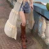 The Same Knight Boots Female Retro 2024 New Knee High Boots Western Cowboy