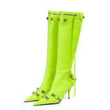 New Women's Boots Pointed Toe High-heeled Boots Paris Fashion Knee-high Boots European and American Party
