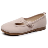 Breakj Shoes Beef Tendon Bottom Ethnic Wind Cloth Shoes Retro Plate Buckle Pure Color Literary And Art Sen Tea Art Women's Singles