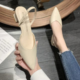 Women's Heeled Sandals Summer Fashion Sexy Pointed Toe Square Heel Candy Color Ladies Mules Shoes Party Wedding Women Pumps