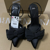 Breakj 2025 Summer New Women's Shoes Heel Bow Decorated High Heel Shoes Behind The White Fairy
