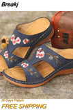 Women Wedge Sandals Premium Orthopedic Open Toe Slipper Vintage Anti-slip Leather Casual Female Platform