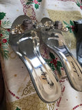 Summer Women Slippers Crystal Flowers 6.5CM High Heels Mules Slides Lady Transparent Flip Flop Slippers Jelly Sandals