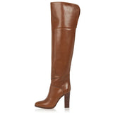 Women's Large Size Brown Thick, High Heels, Knee-Length Boots, Winter Chengdu E-Commerce