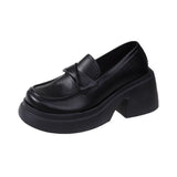 Leather Shoes Female 2024 Spring And Autumn New Fashion Round Head Thick Heel British Wind Thick Platform Loafers A Foot Pedal Single Shoe