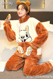 Women's Warm Home Clothes Sleepwear Ladies Flannel Thick Coral Fleec Oversized Woolen Pijama Zipper Plush Coral