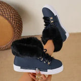 Breakj Short-Haired Long Hairy Leather Snow Boots Women's Wind Plus Thick