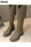 Women High Boots Winter 2023 New Chunky Shoes Woman Fashion Knee High Platform Mid Heels Gladiator Motorcycle Boots