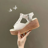 New Fashion Slope Heel Sandals Women's Open Toe Metal Zipper Cool Wedge Women's
