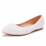 Breakj Flat-Soled Bridesmaids Wedding Shoes To Take Pictures Of Women's Singles Handmade Pearls Pregnant Women's