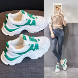 Size 35-40 Women Casual Sneakers Platform Shoes For Women Real Leather Lace Up Heels Pump Cosy Breath Student