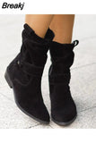 Women Ankle Boots Winter 2023 New Fashion Low Heels Round Plus Size 43 Casual Shoes Faux Suede Female Low Boots Chelsea