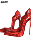 Shiny Women Pointy Toe Sexy Stiletto Pumps Fashion Designer Slip On 8cm 10cm 12cm High Heel Party Shoes QP148