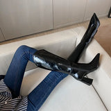 New INS Women Beige High Heels Long Boots Lady Riding Boots Autumn Winter Designer Pointed Toe Knee-High