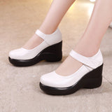 Head High Heel Waterproof Platform Single Shoes Large Size 43 Velcro Thick Soles Middle-Aged And Elderly Mother Shoes Women's