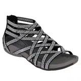 Summer Women Sandals Round Toe Hollow wedges Sandals Casual Closed Toe Flat Rome Sandals plus size Leopard