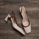 Breakj Heel Square Head Brown Bag Head Sandals Women 2025 Summer Light-Mouthed High-Heeled Shoes Sandals Women's