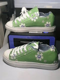 Shoes for Women 2022 Retro Floral Print Canva Shoes Female Fashion Student Spring Flat Lace-up Sneakers Casual Shoes