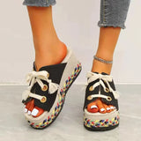 Summer New Slope Heels Color Braided Slippers Women's Large Size Straw Lace Heightened Women's High-Heeled