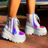 Breakj Autumn And Winter New Tape With Thick Bottom Mid-Sleet Boots Women's Taizhou Bright-Faced Low-Bush Martin