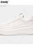 Size 35-40 Women Sneakers Real Leather Fashion Platform High Heels Shoes For Woman Lace Up Casual Daily Lady