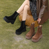 Breakj Platform Heel Martin Boots 2024 New Ultra-High Heel Ankle Boots Platform Bottom Elastic Thin Boots Women's
