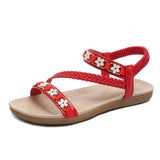 Breakj Sandals Women's Summer 2025 New Bohemian National Wind Weaving Flower Size Flat