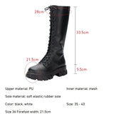 Women's Mid Calf Boots Padded Shoes Knee High Winter Sneakers Punk Style Military Casual White Black 2023 Lucury Platform