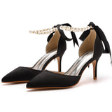 Breakj Cm Fine Heel Large-Size Sandals Banquet Women's Shoes Ribbon Beads High Heel Sandals And Ribbon Dress