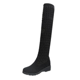Women's boots autumn and winter new over the knee boots sleek comfort plus cotton flat boots knitting
