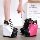 New Winter Muffin Bottom Short Tube Boots Thick Bottom Heightening Wedges Heels Women's Shoes Slope Heel Plush
