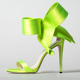 Summer New Super-Large Bow With High-Heeled Lady's Sandals Sold Directly To The