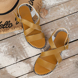 New Large-Size Flat-Soled Sandals One-Word Buckle Fish Mouth Roman Shoes 46 Out Of